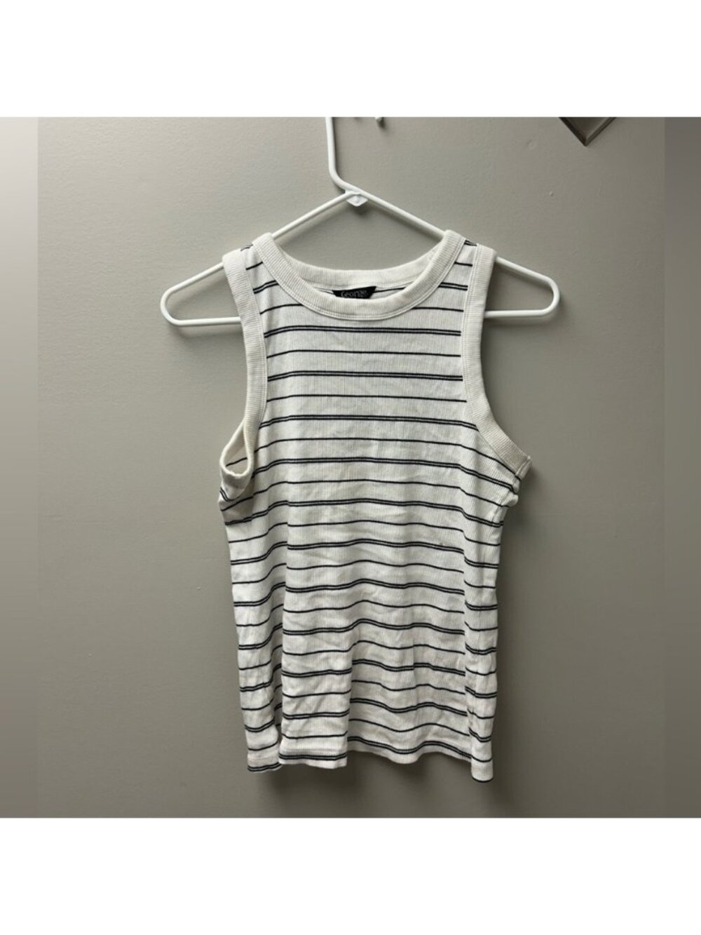 George White & Black Striped Ribbed Tank Top